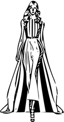 sketch of a woman in a dress