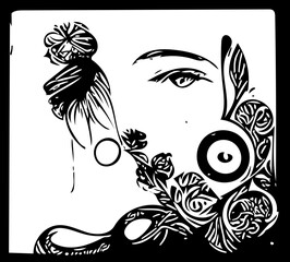 black and white floral background