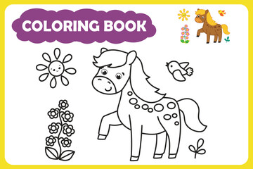 coloring book for children. vector illustration of farm animal