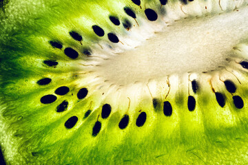 Slice cut kiwi close up