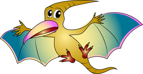 Dinosaur, pterodactyl flying dinosaur, genus of pterosaurs, cartoon © Tatfedor