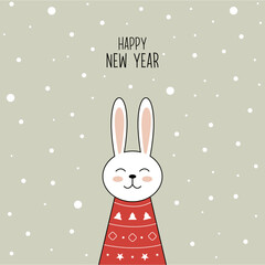 Cute rabbit Christmas and new year