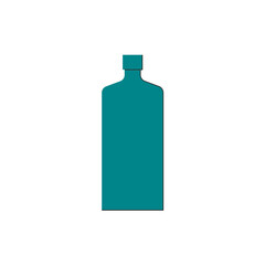 Bottle of shnapps, great design for any purposes. Flat style. Color form. Party drink concept. Icon bottle with cap on white backgrounds. Simple image shape with a thin line of shadow