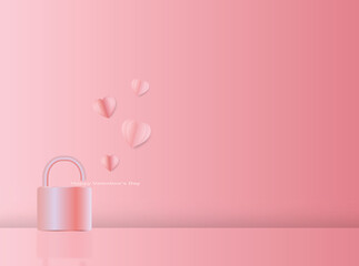 Design heart-shaped graphics and a padlock