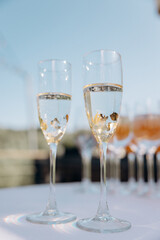 glasses of champagne on the table