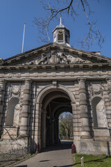 Muiderpoort (1770) in Amsterdam is old city gate on the Alexanderplein, gate was part of the fortifications of Amsterdam. Muiderpoort is a national monument. Amsterdam, Netherlands.