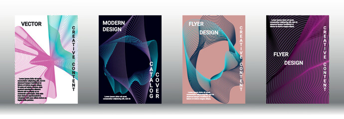 A set of modern abstract covers with abstract gradient linear waves.