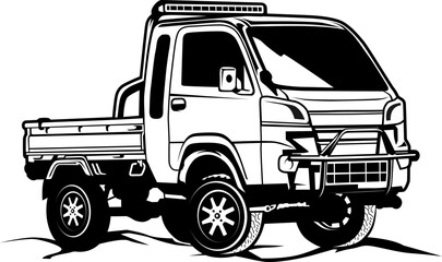 mini truck logo icon vector - obrazy, fototapety, plakaty