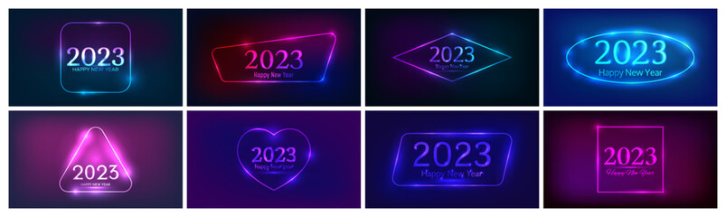 2023 Happy New Year neon background