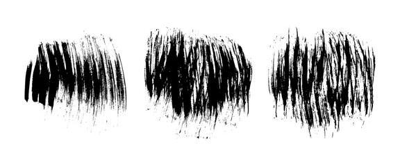 Set of black hand drawn brush strokes