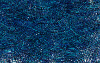 Dark BLUE vector background with curved lines.