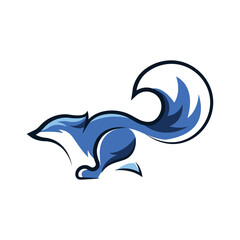 blue running fox logo design