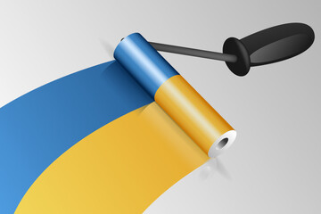 Roller brush painting of UKraine flag illustration