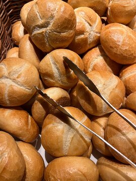 freshly baked bread rolls in a basket