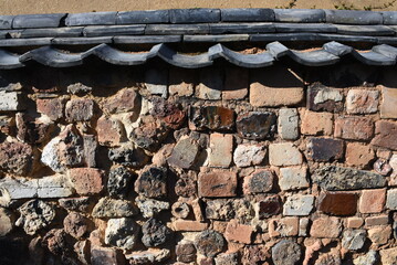 Tombai Wall Alleys - Historical walls made from the waste of discarded fire-resistant bricks (tombai), architectural detail in Arita town of Kyushu island in Japan, Japanese architecture