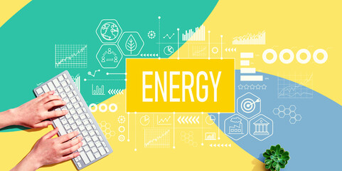 Energy with person using a computer keyboard