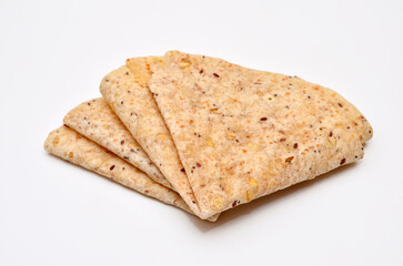 thin mexican tortillas with seeds added object isolated on white