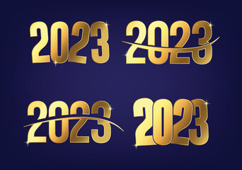 Obraz premium Set of luxury gradient 2023 new year concept text 
