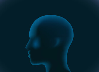 Obraz premium 3D head icon. Abstract digital human head. Human head silhouette. Technology and robotics concept Minimalistic design for business presentations