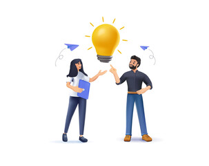 Group office workers work office or coworking space, brainstorm, idea. Business characters man woman talking strategy