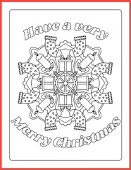 Merry christmas Coloring Page, Christmas coloring sheet, vector