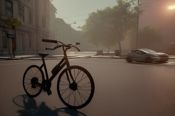 Fototapeta na wymiar bicycles in the city - Generative AI