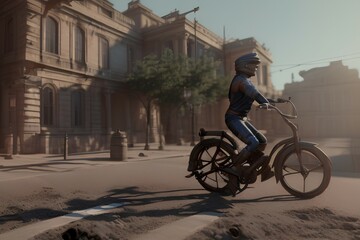 Fototapeta premium person riding a bicycle - Generative AI
