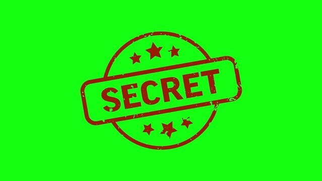 Secret - Stamp, Imprint, Seal Template. 4K Video Motion Graphics Footage. Chroma key. Alpha Channel
