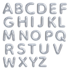 A set of Silver English Alphabet Balloon for Decorate in Party, New Year Celebrate, Wedding, Birthday, and Holiday