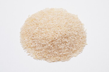 heap of white rice isolated on white background
