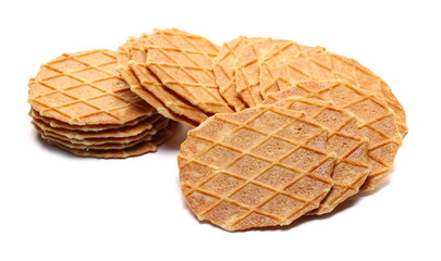 Waffle biscuit with butter isolated on white