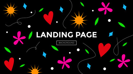Landing page de formas geometricas coloridas, se extiende hacia abajo.