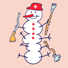 snowman character in cartoon style
