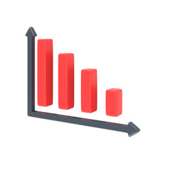 diagram graph decline red simple cartoon 3d rendering