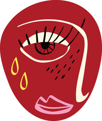 Freaky Abstract sad face. Funky Bizarre face . modern art doodle style. Vector illustration