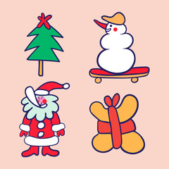 set of decorative elements for new year and christmas