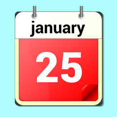 day on the calendar, vector image format, January 25