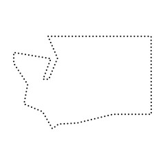 Washington state of United States of America, USA. Simplified thick black outline map. Simple flat vector illustration