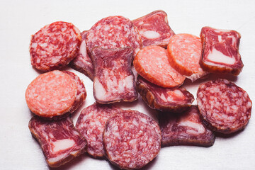 assortment of meat sausages for the festive table