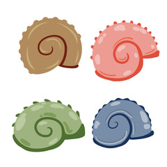 Spiral shell of snail or mollusk. Simple doodle cartoon illustration