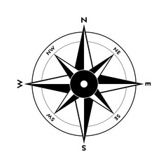 Clean and simple compass illustration, line art, clipart, geometric, icon, object, shape, symbol, etc. PNG with transparent background. Design elements for websites and other graphics. © Irwin Seidman