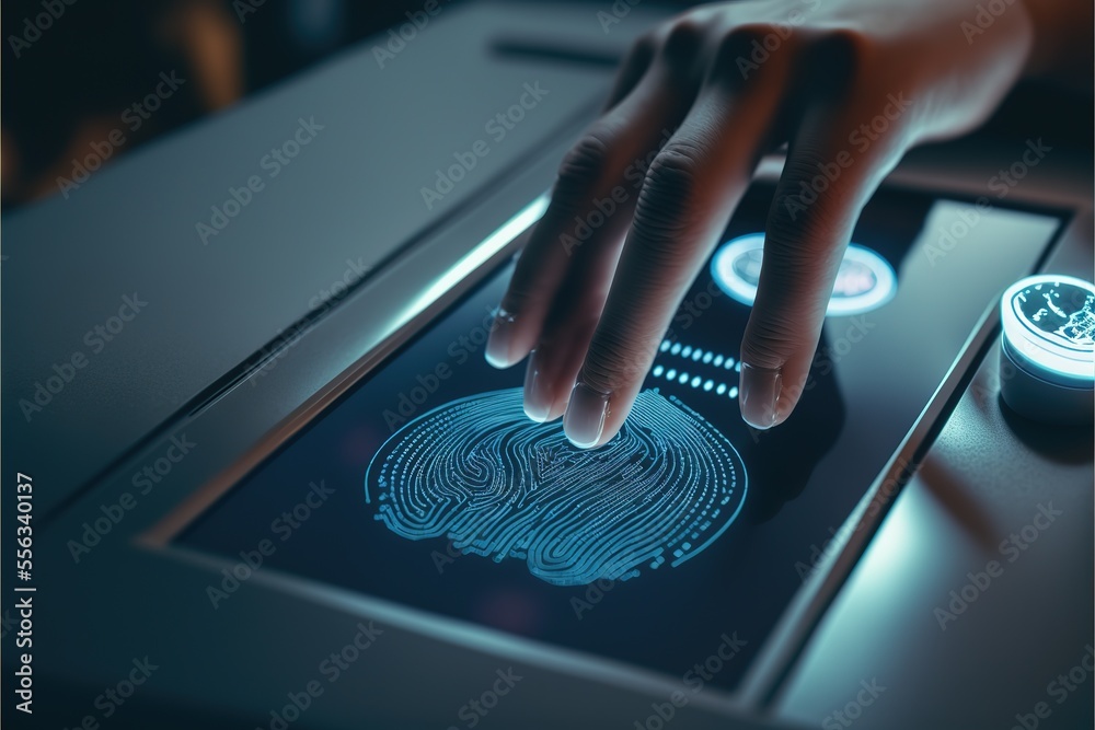Poster Person using biometrics for identification on device AI