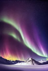 Fotobehang Beautiful aurora borealis at milky way  Generative AI © Dyeru