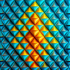 Abstract pattern of colourful triangles in vivid tones. AI generated content