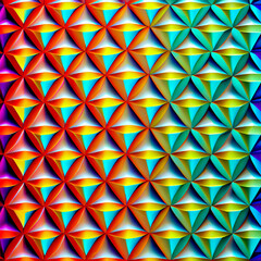 Abstract pattern of colourful triangles in vivid tones. AI generated content