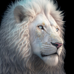 Futuristic white leon portrait Generative AI