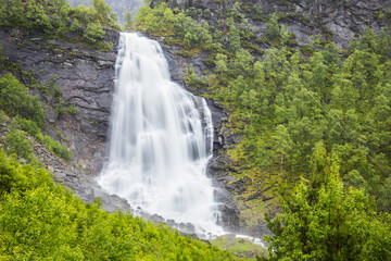 Brattefossen waterfall near Bergen in Norway