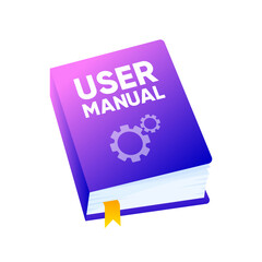 3D Realistic Closed User Manual Book. Book Logo, Icon or Symbol in Isolated white background. Mock up for educational book and literature publishers. Vector Illustration.
