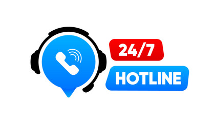 Tech Support Hotline Headphones with microphone and chat speech bubble. Support service for user consultation. Customer Support. Call center 24-7. Vector illustration.