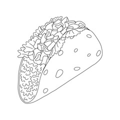 Tacos stuffed with meat and vegetables and lettuce. Traditional Latin American cuisine. Mexican food